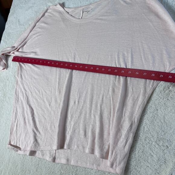 100# Linen Eileen Fisher womens top sz large pink raglan sleeve coastalcore - Picture 5 of 5